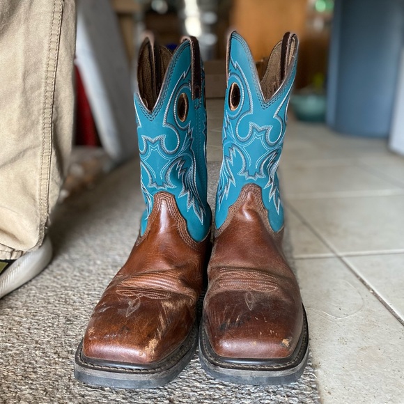 Brown and blue Men’s Cowboy Boots Size 10E - Picture 3 of 4